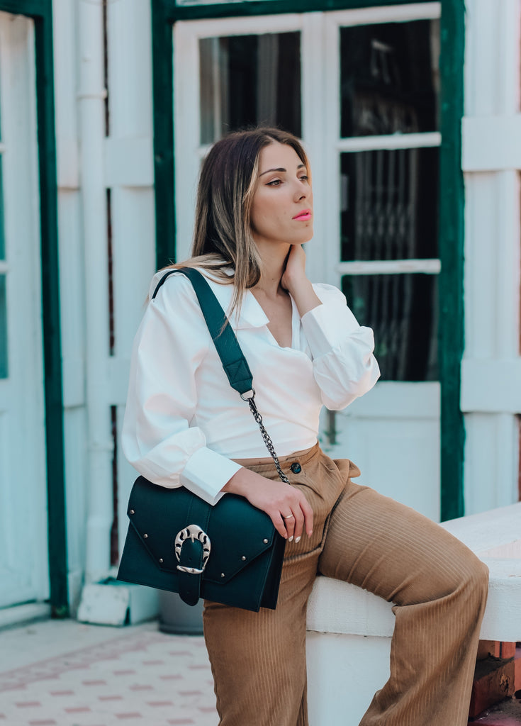 Δερμάτινη Τσάντα ώμου Briana Μαύρη - Bonendis