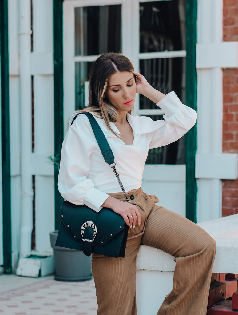 Δερμάτινη Τσάντα ώμου Briana Μαύρη - Bonendis